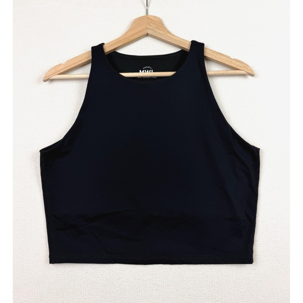 Madewell MWL Form Racerback Crop Top Women's Sz Large Black‎ Yoga Gym Athleisure